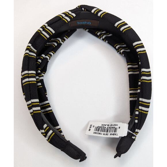 Tasha Padded Headband Black Gold White Fashion Hair Accessory - Picture 6 of 8